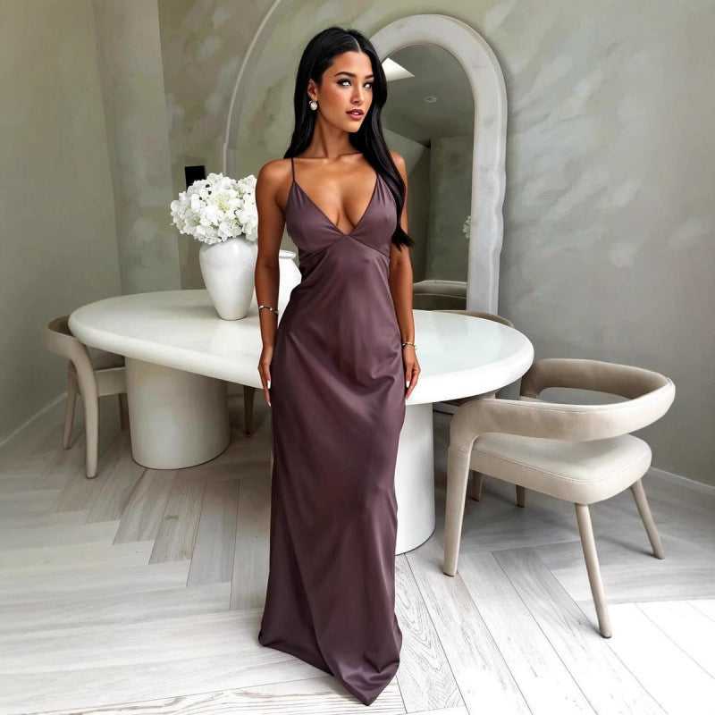 Satin maxi kjole