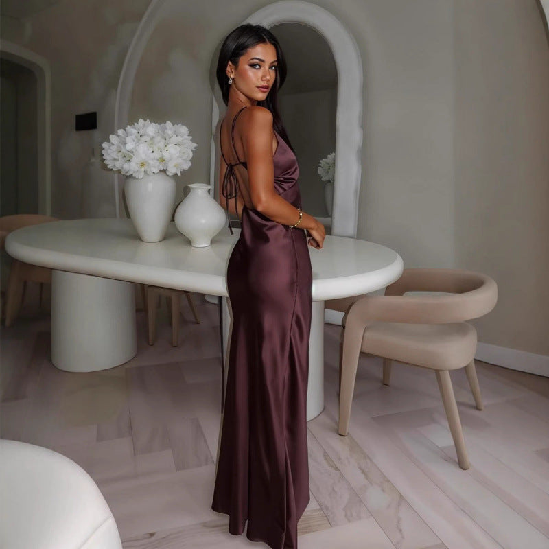 Satin maxi kjole