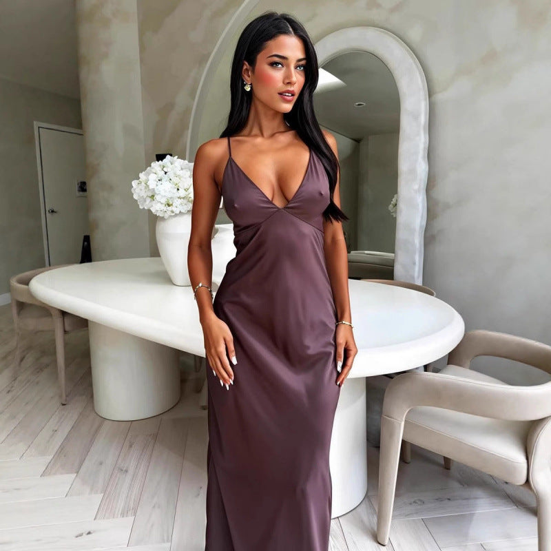 Satin maxi kjole